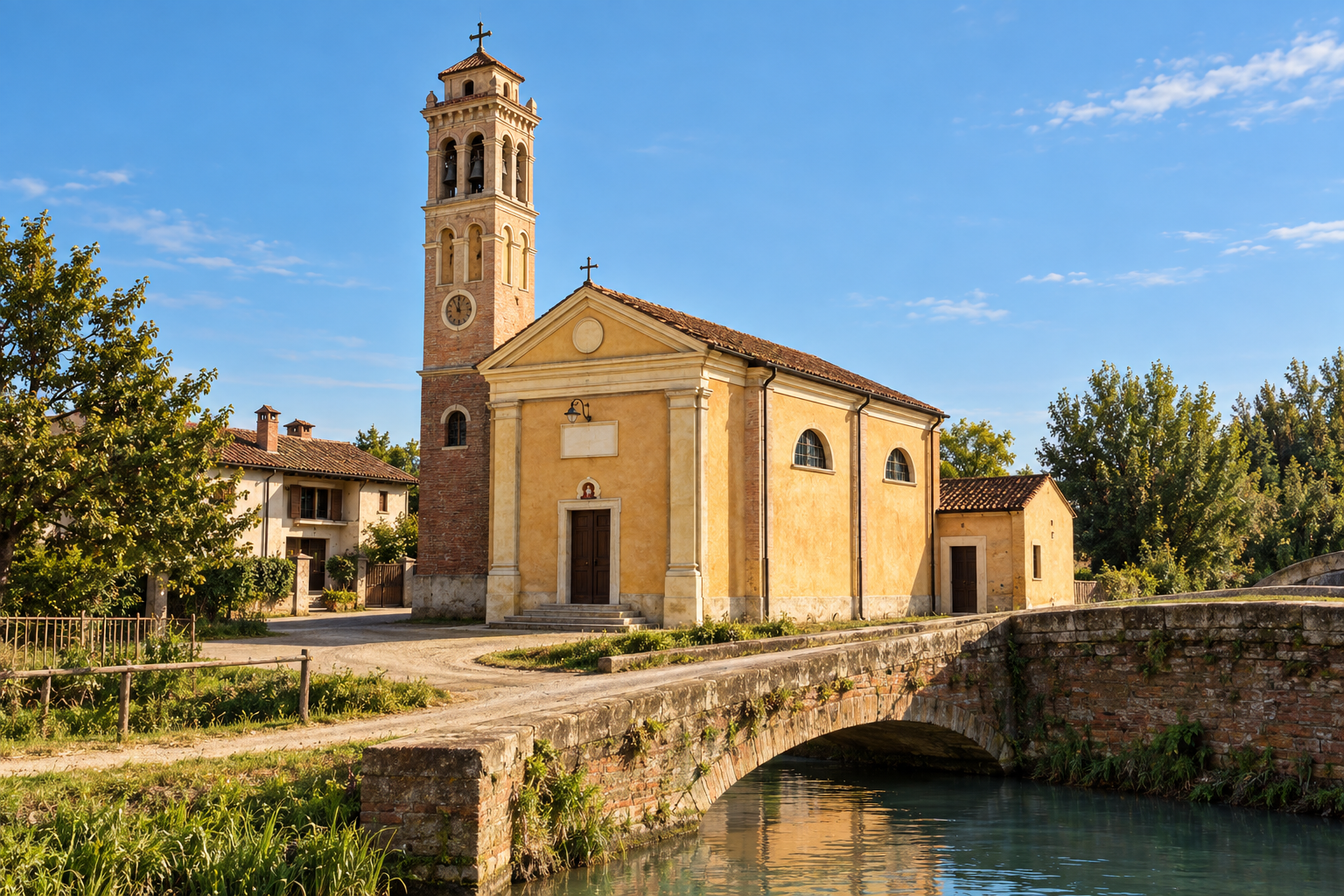 Ricostruzione con AI della vecchia chiesa di Pionca