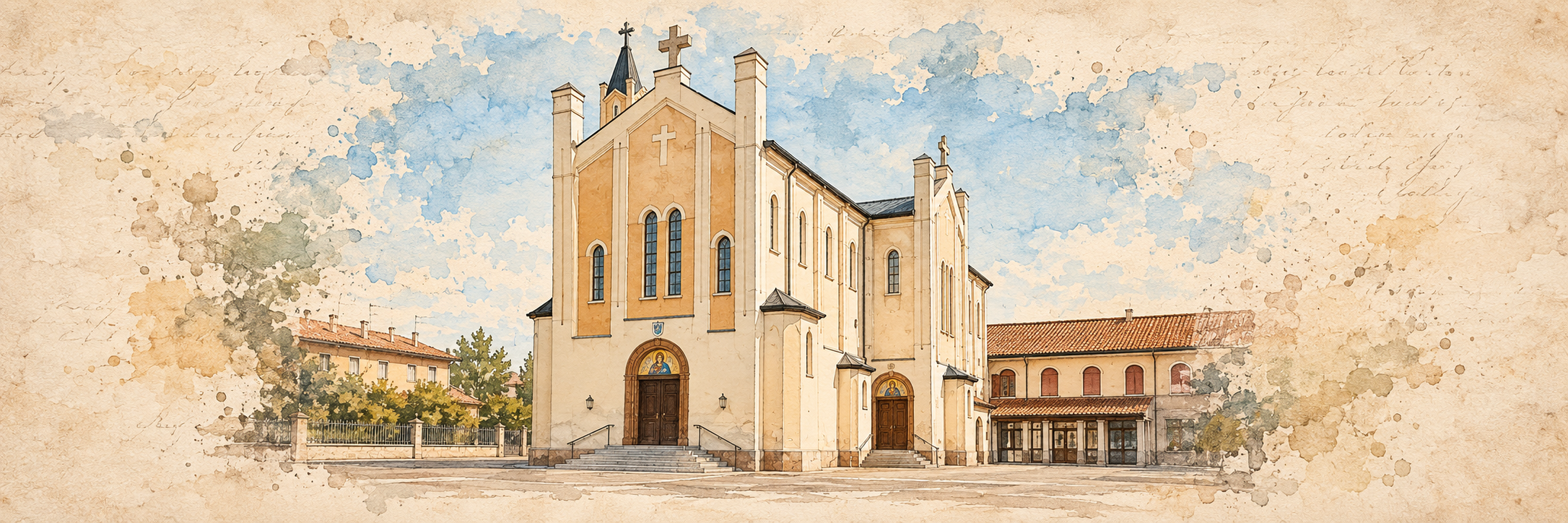 Chiesa di Sant’Ambrogio di Pionca, illustrazione in stile carboncino su carta